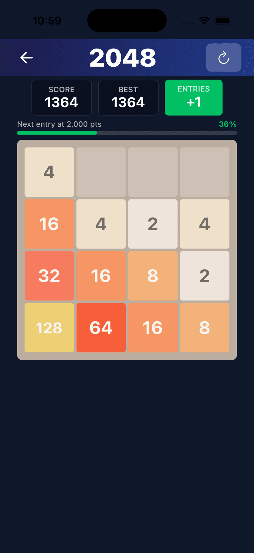 2048 game board