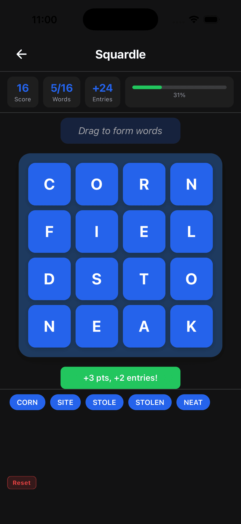 Squardle word drag game